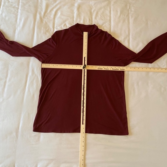 Eileen Fisher Mock Turtleneck Long‎ Sleeve Burgundy/Wine Viscose Spandex Size XL - Picture 3 of 6